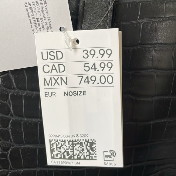 NWT H & M Black crocodile patterned tote bag - Picture 9 of 11